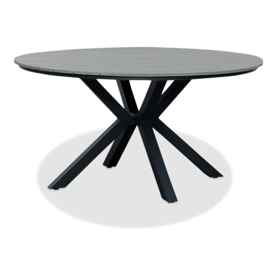 Cervo dining tuintafel 6 personen | polywood + aluminium | Grey | Ø144cm rond afbeelding 1