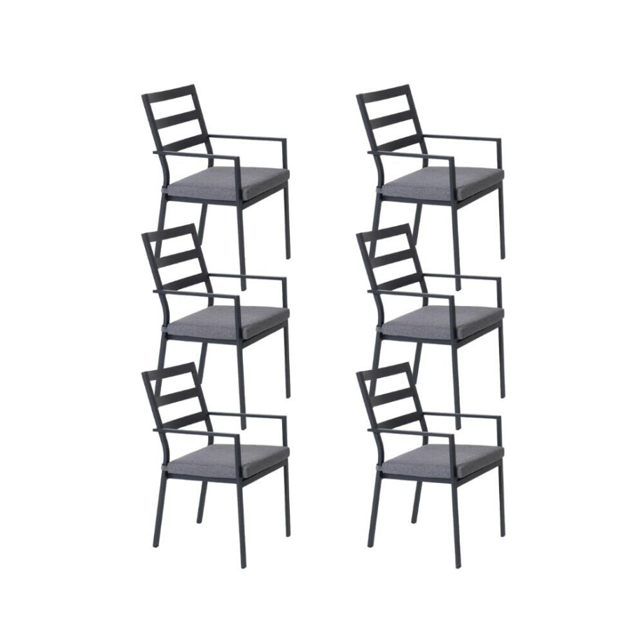Cadiz dining tuinstoel set van 6 stapelbaar | aluminium | antraciet Cadiz dining tuinstoel set van 6 stapelbaar | aluminium | antraciet afbeelding 1