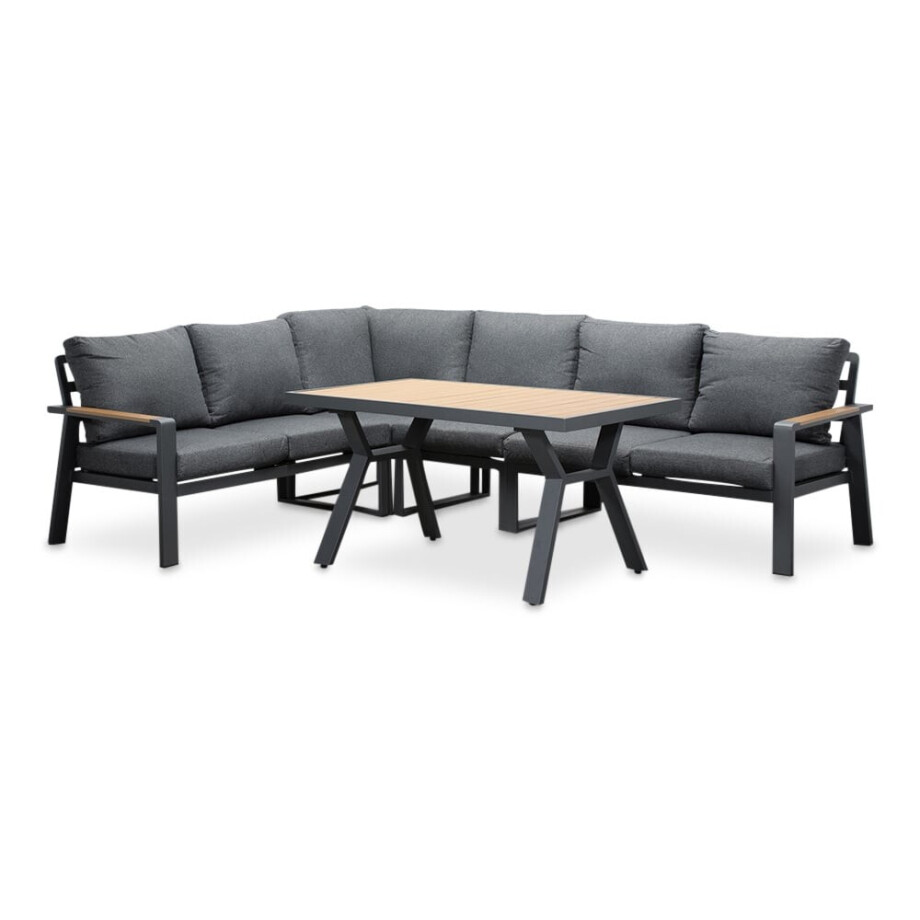 Lola dining loungeset 6 personen | aluminium + polywood | antraciet | 3-delig - 288x220cm afbeelding 1