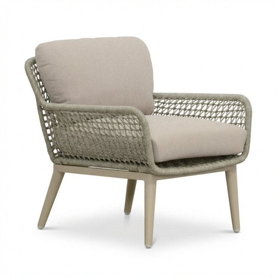 Mila low dining tuinstoel | touw + aluminium | beige afbeelding 1