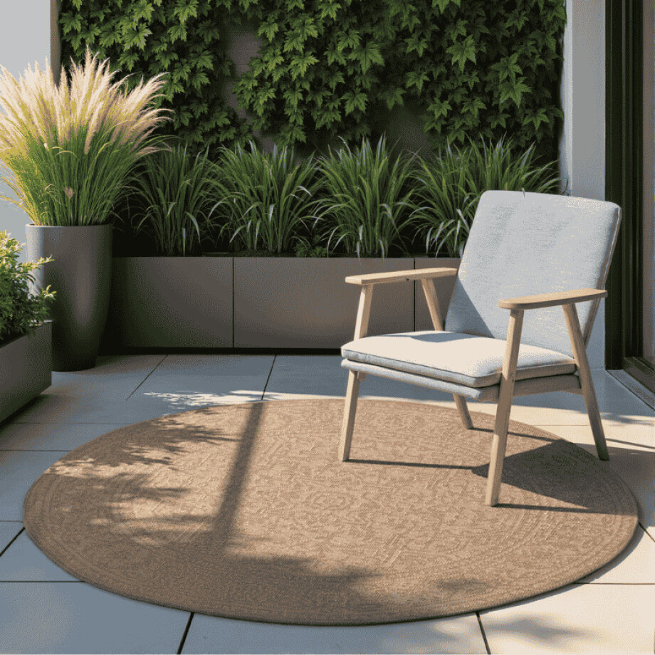 Dubbelzijdig Buitenkleed Kona Rond - Beige maat: xcm - materiaal: Polypropyleen - Dekbed-Discounter.nl afbeelding 