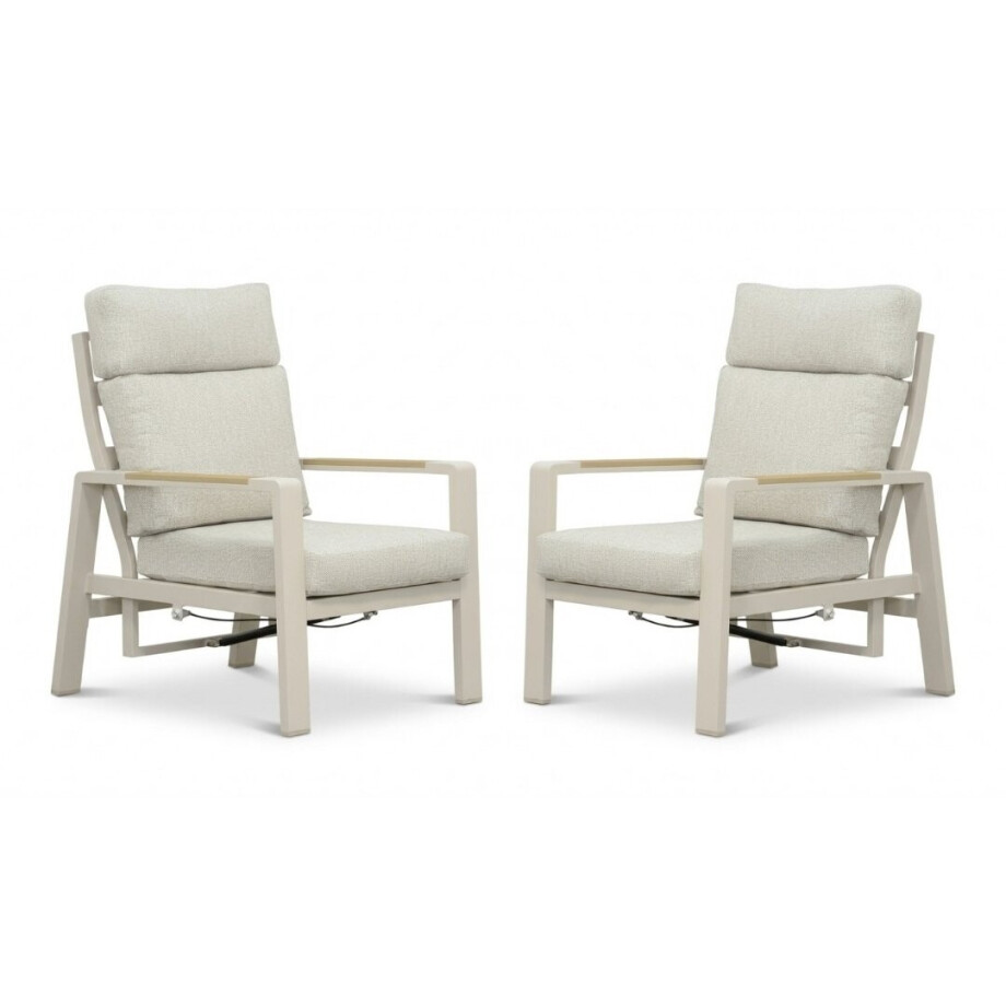 Manhattan loungestoel tuin set van 2 | aluminium + polywood | beige afbeelding 1