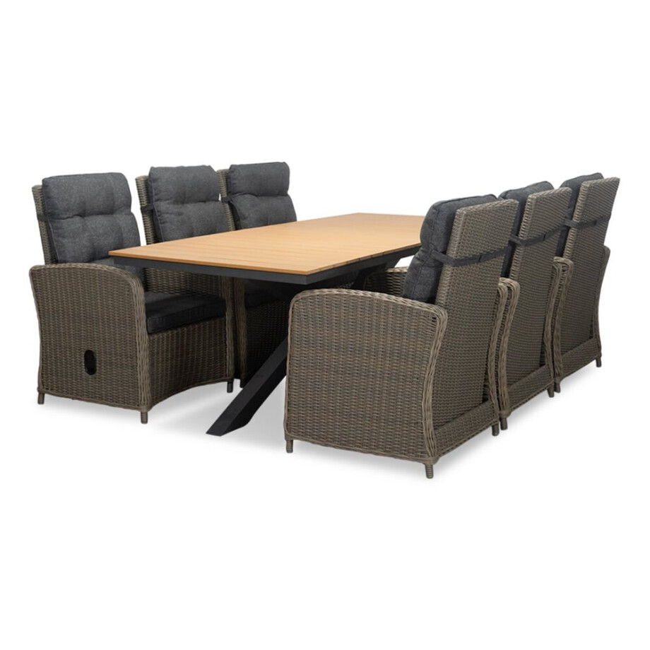 Durban/Bilbao dining tuinset | 6 personen | polywood + wicker | 218cm Durban/Bilbao dining tuinset | 6 personen | polywood + wicker | 218cm afbeelding 1