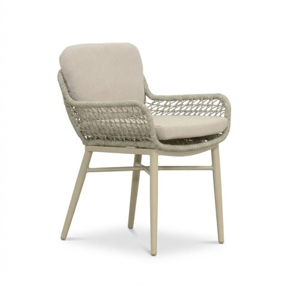 Mila dining tuinstoel | touw + aluminium | beige afbeelding 1