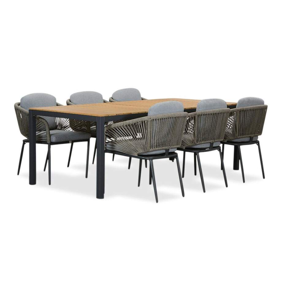Delta/Savanna dining tuinset | 6 personen | teakhout + aluminium | 220cm afbeelding 1