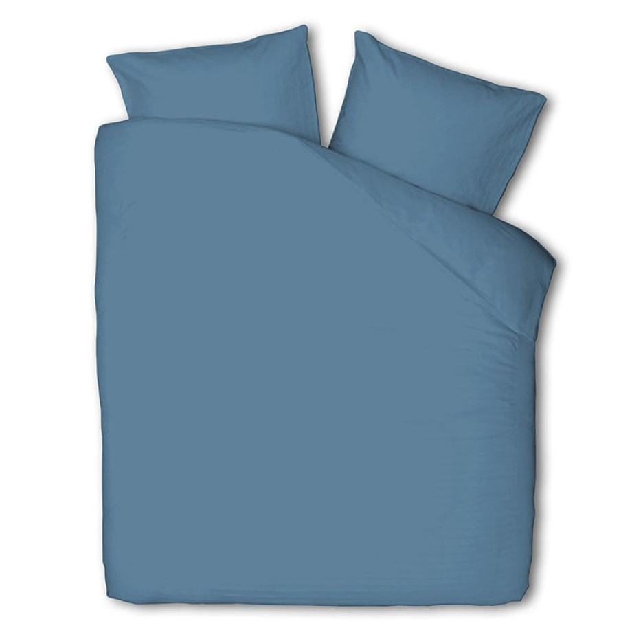 Dekbedovertrek Luna Uni - Lits-Jumeaux (240x220 cm) - Blauw Microvezel - Dessin: Effen - Luna Bedding - Dekbed-Discounter.nl afbeelding 1