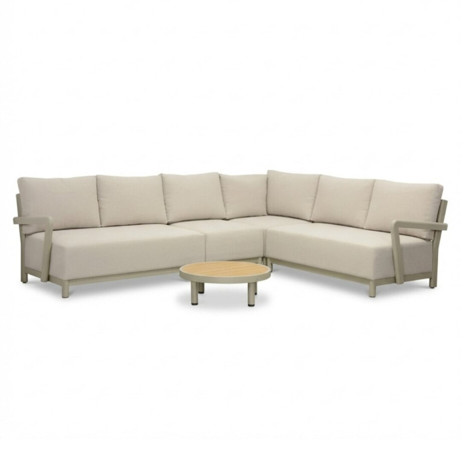 Amalfi hoek loungeset 6 personen incl. tafel 70cm | aluminium + polywood | beige | 5-delig Amalfi hoek loungeset 6 personen incl. tafel 70cm | aluminium + polywood | beige | 5-delig afbeelding 1