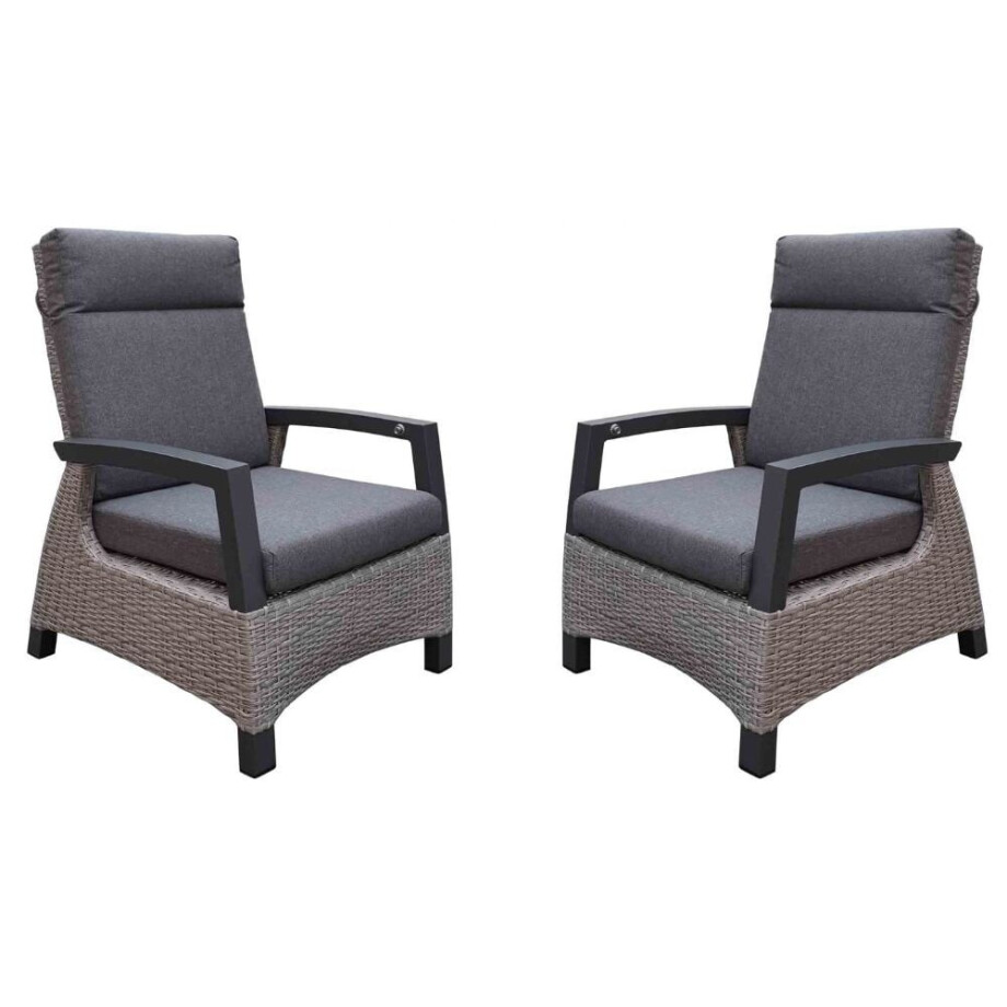 Prato Brick relax tuinset 2-delig | aluminium + wicker | verstelbaar | grijs afbeelding 1