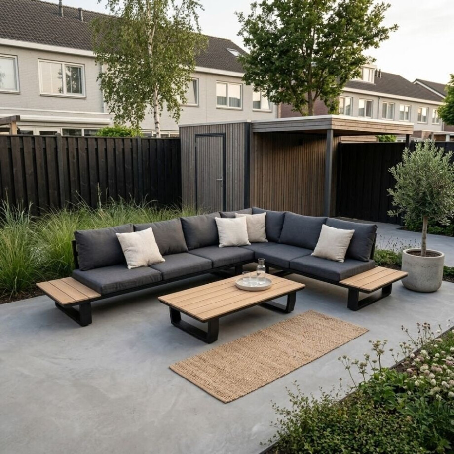 Atlanta hoek loungeset 6 personen | aluminium + polywood | antraciet | 3-delig - 305x228cm afbeelding 1