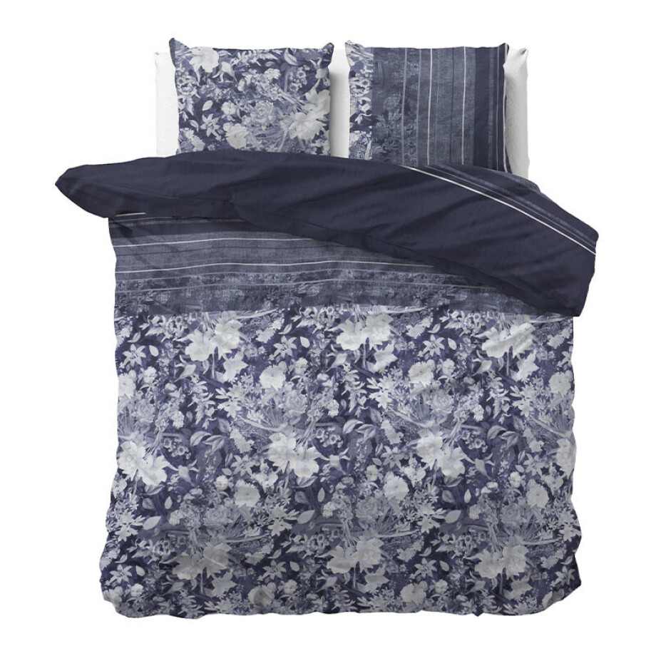 Dekbedovertrek Sophie - Lits-Jumeaux (240x220 cm) - Blauw & Groen Polyester-katoen - Dessin: Ruiten - Sleeptime Elegance - Dekbed-Discounter.nl afbeelding 