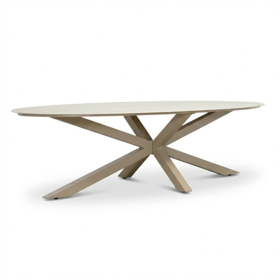 Calma dining tuintafel 8 personen | sintered stone + aluminium | Marble Latte | 280cm ovaal afbeelding 1