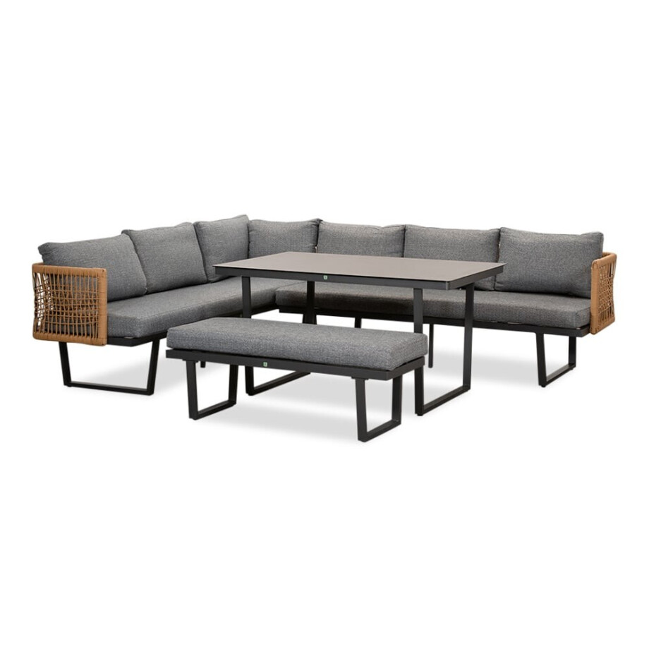 Moskou dining loungeset 8 personen | aluminium + wicker | antraciet | 4-delig - 258x197cm afbeelding 1