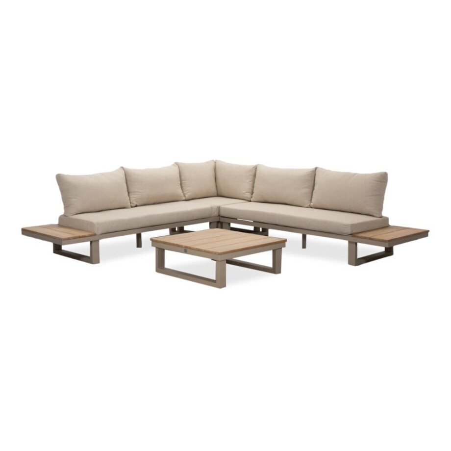 Canyon hoek loungeset 5 personen incl. tafel | aluminium + hardhout | beige | 5-delig - 288x288cm afbeelding 1