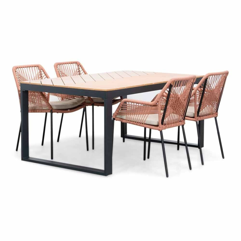 Kampa Natural/Seville terra dining tuinset | 4 personen | polywood + touw | 160cm afbeelding 1