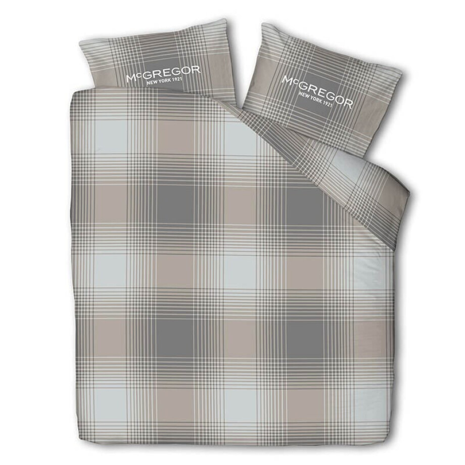 Dekbedovertrek McGregor - Eenpersoons (140x240 cm) - Taupe Flanel - Dessin: Ruiten - McGregor - Dekbed-Discounter.nl afbeelding 