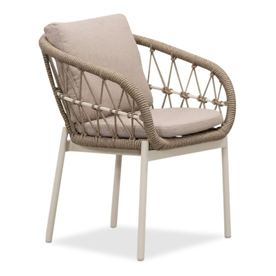 Dakota dining tuinstoel | touw + aluminium | beige/wit Dakota dining tuinstoel | touw + aluminium | beige/wit afbeelding 1
