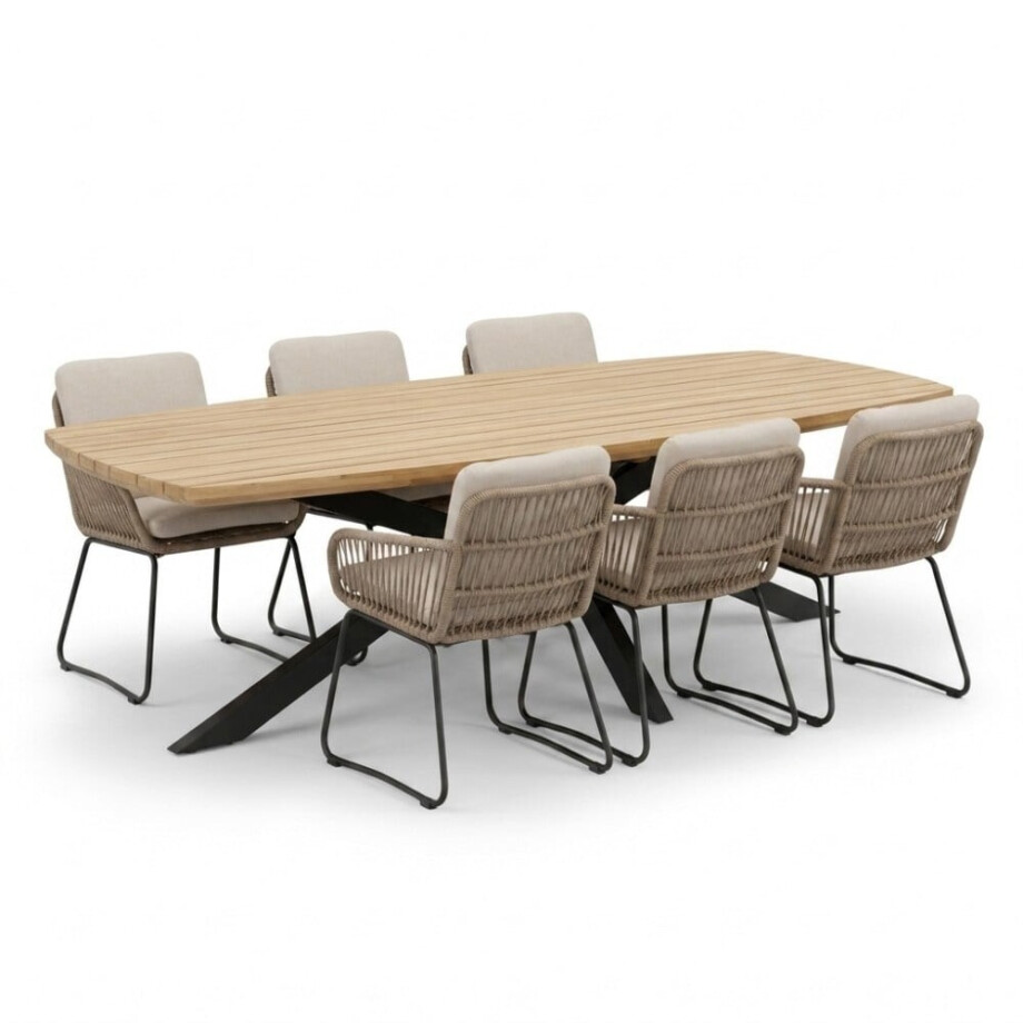 Salo/Harper Sahara Dust dining tuinset | 6 personen | hardhout + touw | 240cm Deens Salo/Harper Sahara Dust dining tuinset | 6 personen | hardhout + touw | 240cm Deens afbeelding 1