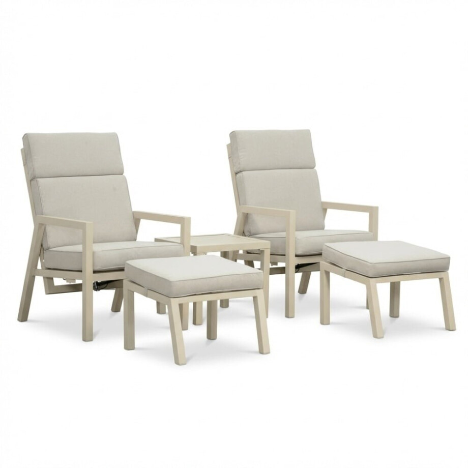 Oregon lounge balkonset - verstelbaar 2 personen | aluminium | beige | 5-delig afbeelding 1