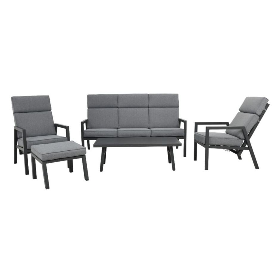 Melson stoel-bank loungeset - verstelbaar 5 personen | aluminium | antraciet | 5-delig Melson stoel-bank loungeset - verstelbaar 5 personen | aluminium | antraciet | 5-delig afbeelding 1