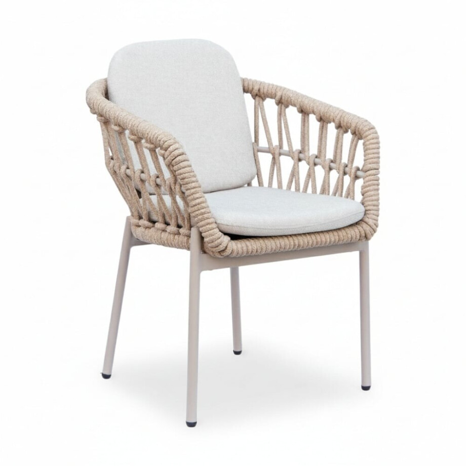 Femke dining tuinstoel | touw + aluminium | beige afbeelding 1
