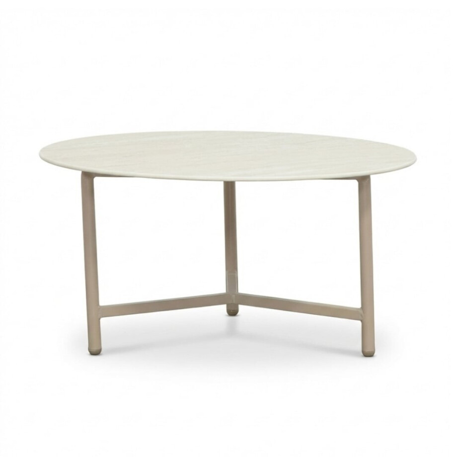 Logan koffietafel | sintered stone + aluminium | Marble Latte | 75cm rond afbeelding 1