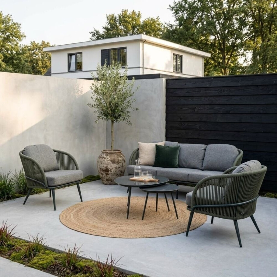 Vida stoel-bank loungeset 5 personen | aluminium + touw | donkergroen | 5-delig afbeelding 1