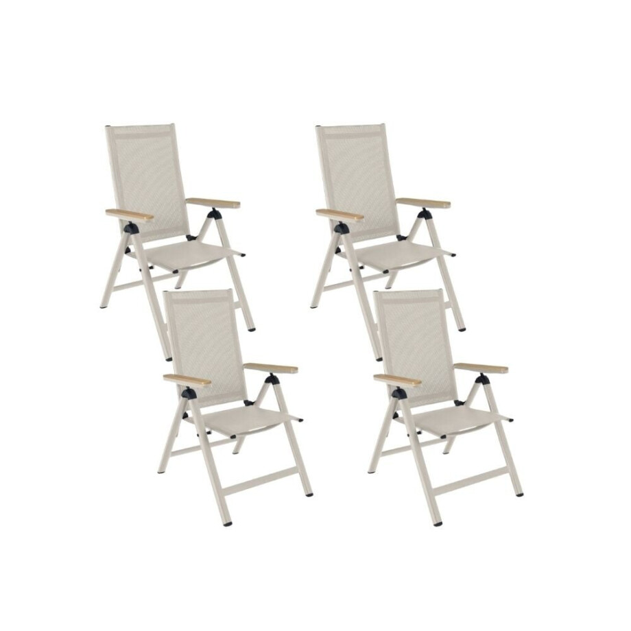 Norali dining tuinstoel verstelbaar set van 4 | textileen + aluminium | beige afbeelding 1