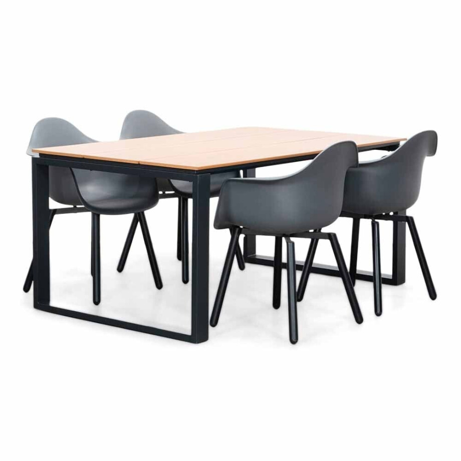 Helsinki Natural/Montreux dining tuinset | 4 personen | polywood + kunststof | 160cm afbeelding 1