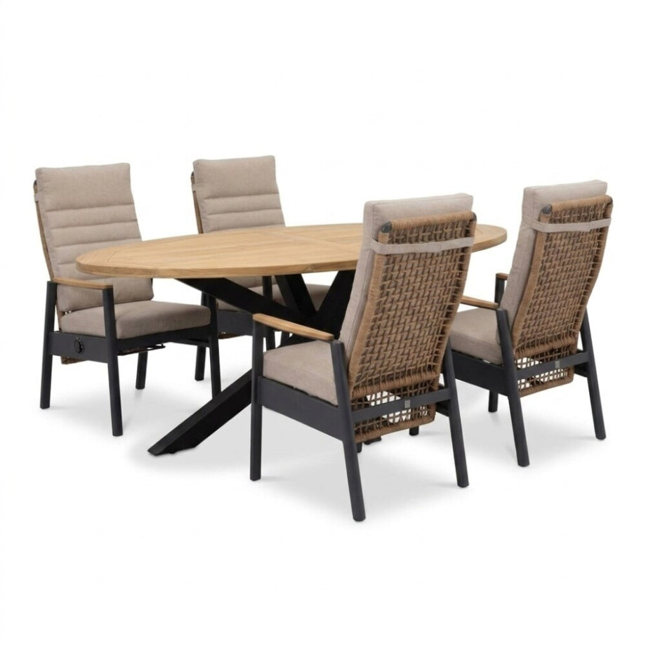 Cleve/Boston dining tuinset | 4 personen | teakhout + aluminium | 120cm rond afbeelding 