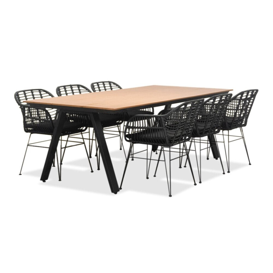 Oslo Natural/Napels dining tuinset | 6 personen | polywood + wicker | 220cm afbeelding 1