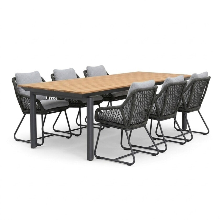 Montana/Portofino Stone Grey dining tuinset | 6 personen | aluminium + touw | 240x100cm afbeelding 1