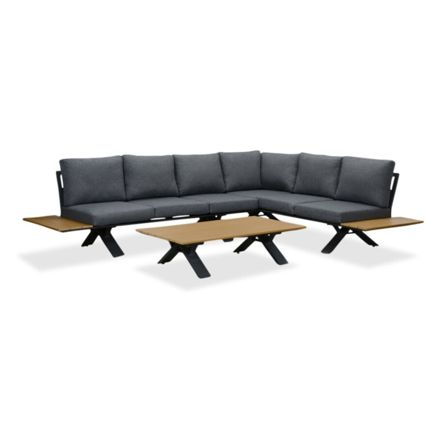 Genova hoek loungeset 6 personen | aluminium + polywood | antraciet | 3-delig - 308x234cm afbeelding 1