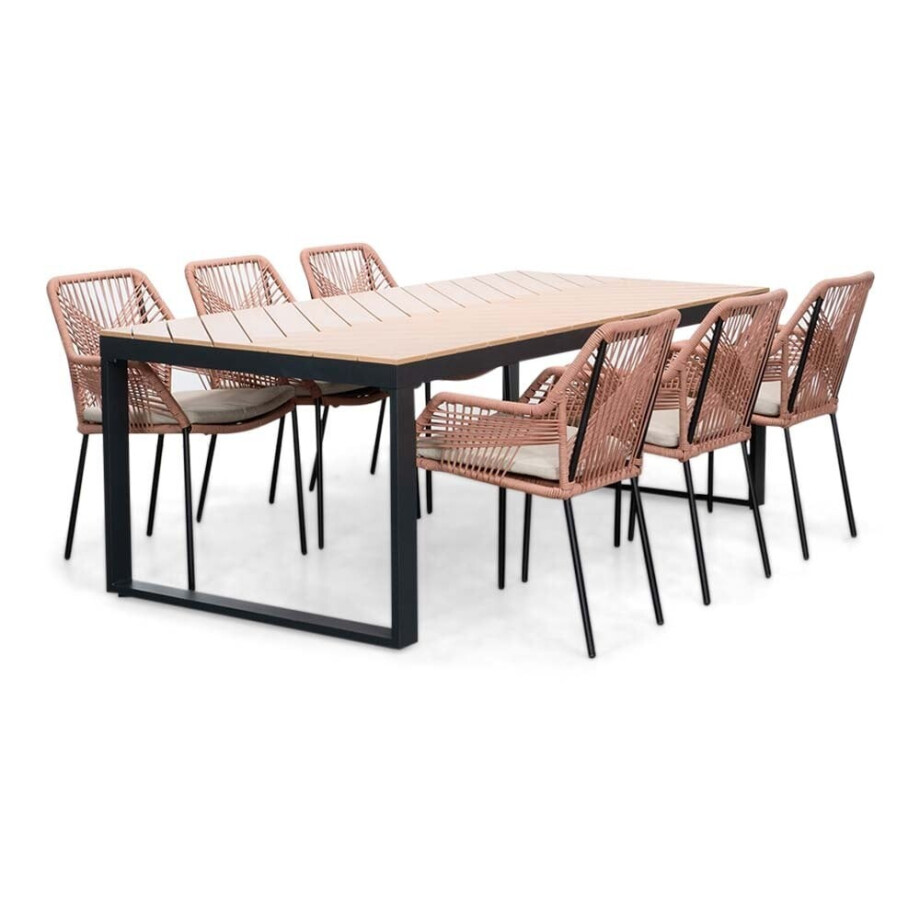 Kampa Natural/Seville terra dining tuinset | 6 personen | polywood + touw | 210cm afbeelding 1