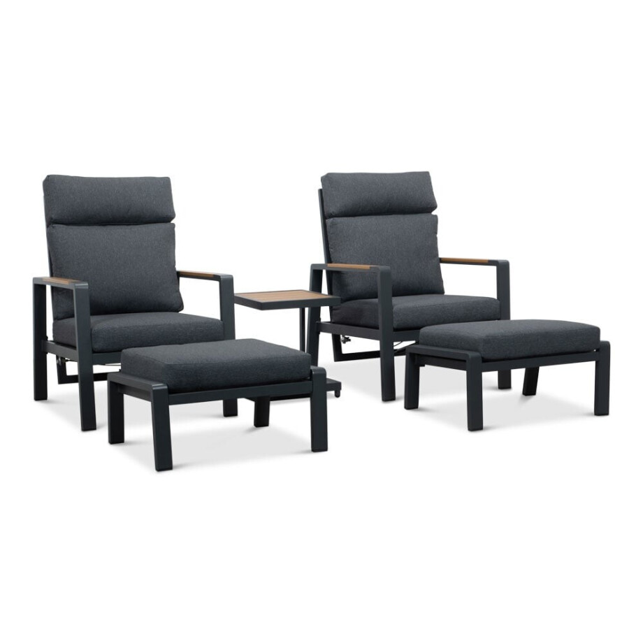 Manhattan lounge balkonset - verstelbaar 2 personen | aluminium + polywood | antraciet | 5-delig afbeelding 1