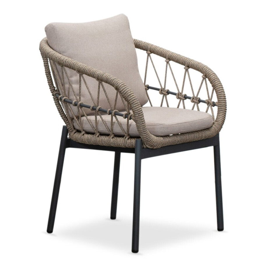 Dakota dining tuinstoel | touw + aluminium | beige/antraciet afbeelding 1