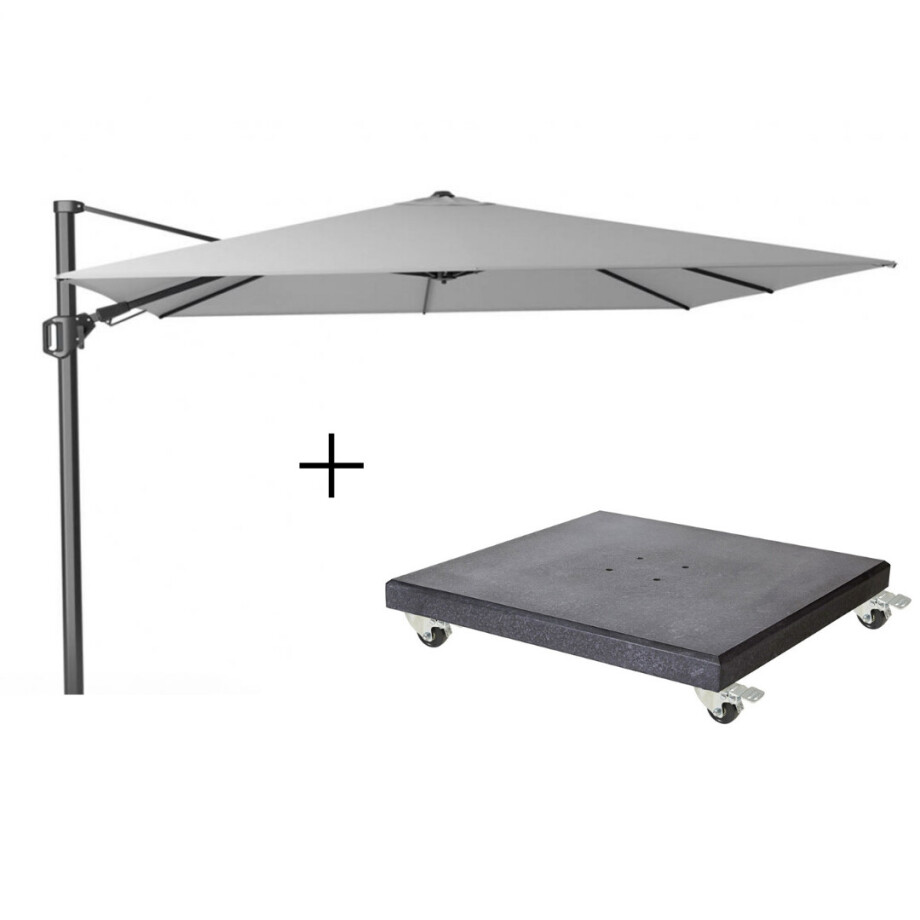 Challenger T² zweefparasol | 300x300cm met Modena parasolvoet 90kg | wit Challenger T² zweefparasol | 300x300cm met Modena parasolvoet 90kg | wit afbeelding 1