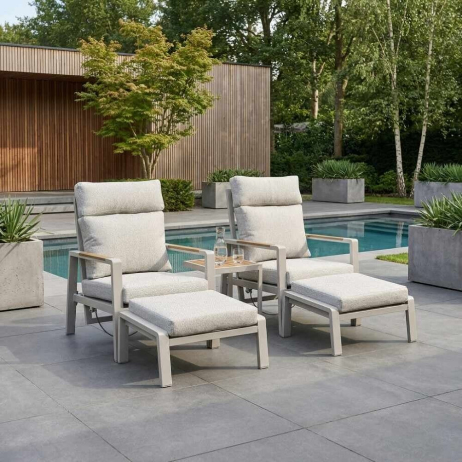 Manhattan lounge balkonset 2 personen | aluminium + polywood | beige | 5-delig afbeelding 1