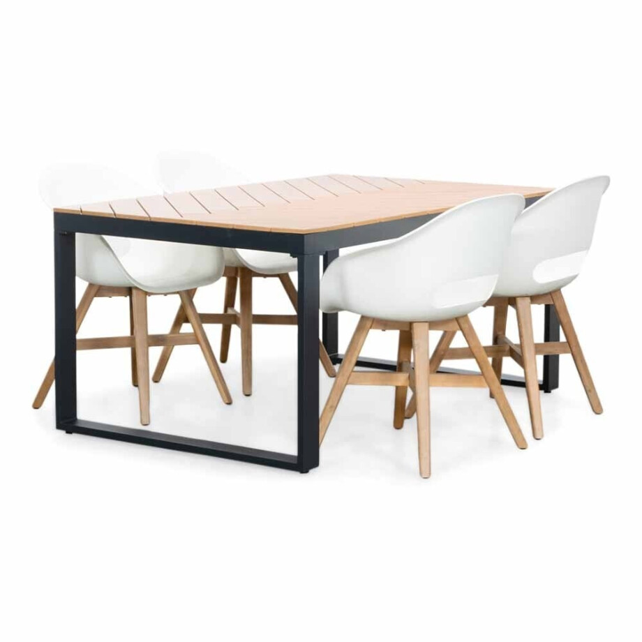 Kampa Natural/Karlstad wit dining tuinset | 4 personen | polywood + kunststof | 160cm afbeelding 1