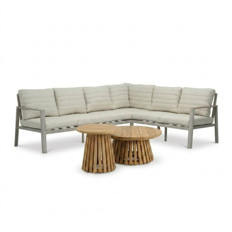 Tokyo/Palau hoek loungeset 6 personen | aluminium + polywood | beige | 5-delig - 264x204cm Tokyo/Palau hoek loungeset 6 personen | aluminium + polywood | beige | 5-delig - 264x204cm afbeelding