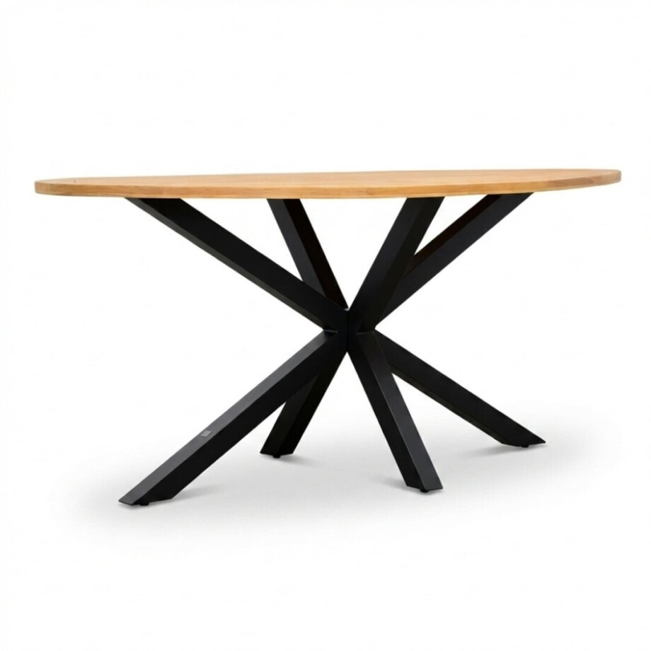 Cleve dining bartafel 6 personen | teakhout + aluminium | Natural Teak/antraciet | 240cm ovaal afbeelding 1