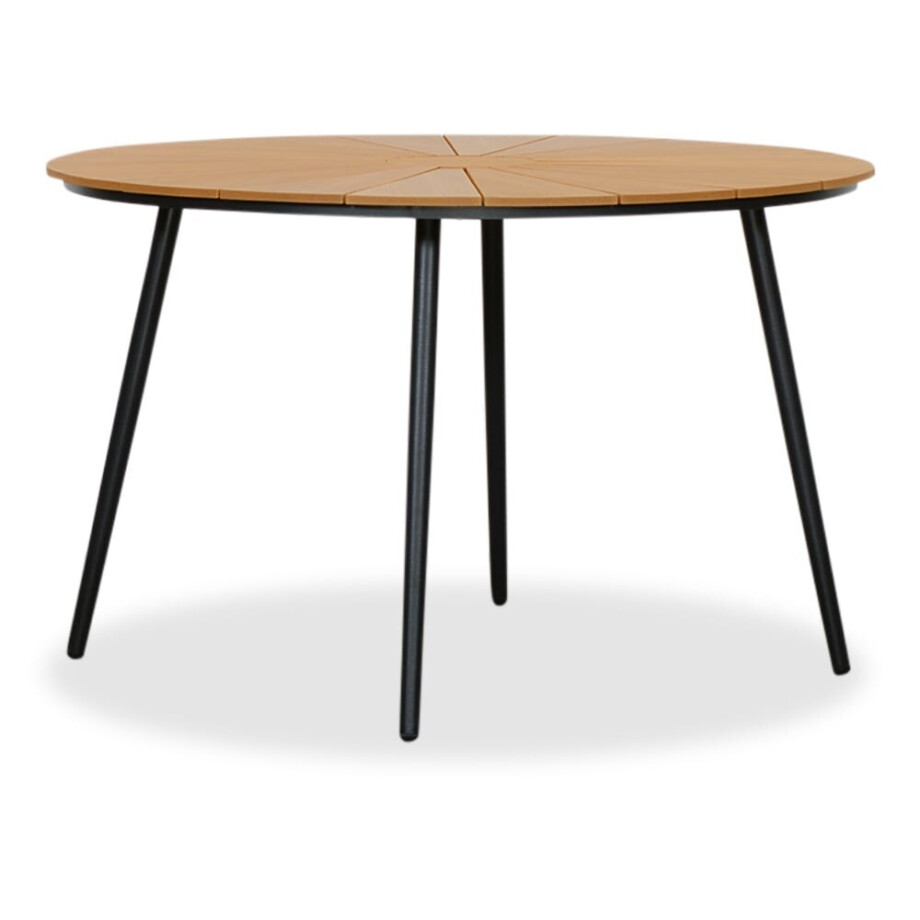 Frederik dining tuintafel 4 personen | polywood + aluminium | Natural Wood |Ø120cm rond afbeelding 1