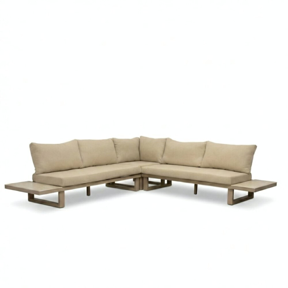 Canyon hoek loungeset 5 personen | aluminium + sintered stone | Marble Latte | 3-delig - 288x288cm Canyon hoek loungeset 5 personen | aluminium + sintered stone | Marble Latte | 3-delig - 288x288cm afbeelding