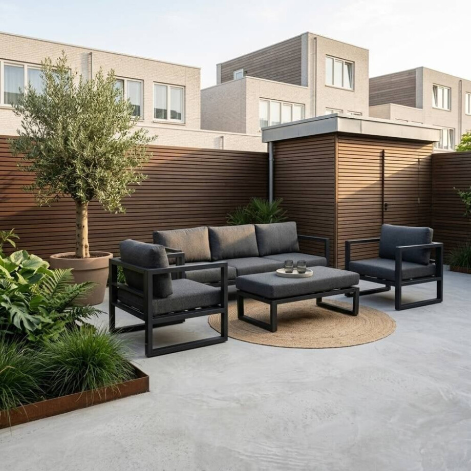 Cordoba stoel-bank loungeset 5 personen | aluminium | antraciet | 4-delig Cordoba stoel-bank loungeset 5 personen | aluminium | antraciet | 4-delig afbeelding 1