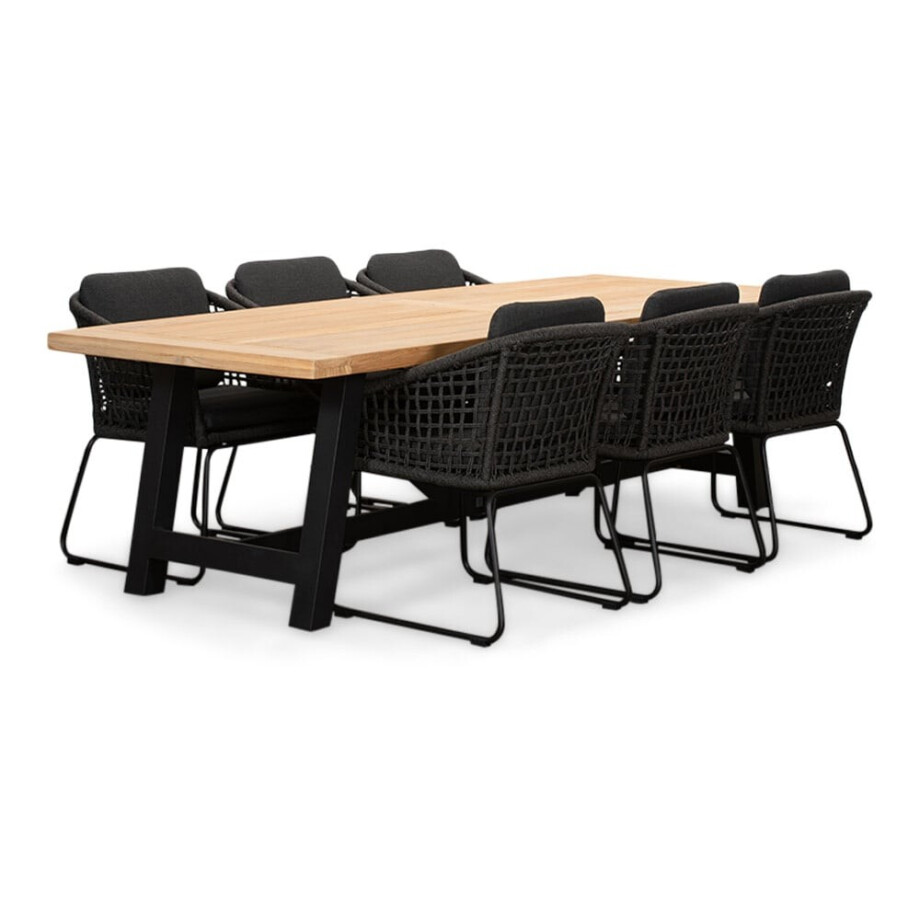 James/Tulum Lava Grey dining tuinset | 6 personen | teakhout + touw | 260cm James/Tulum Lava Grey dining tuinset | 6 personen | teakhout + touw | 260cm afbeelding 1