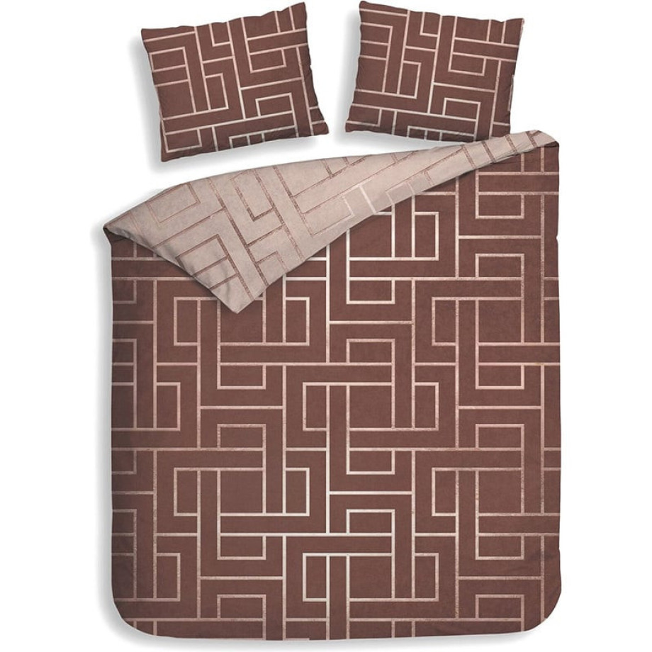 Dekbedovertrek Roja - Lits-Jumeaux XL (260x200 cm) - Bruin & Taupe & Beige Katoen - Dessin: Patroon - Heckett Lane - Dekbed-Discounter.nl afbeelding 1