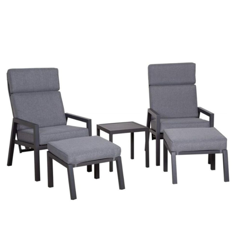 Oregon lounge balkonset - verstelbaar 2 personen | aluminium | antraciet | 5-delig afbeelding 1