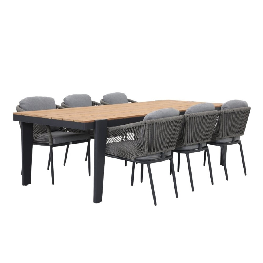 Vigo/Savanna dining tuinset | 6 personen | teakhout + touw | 260cm afbeelding 1