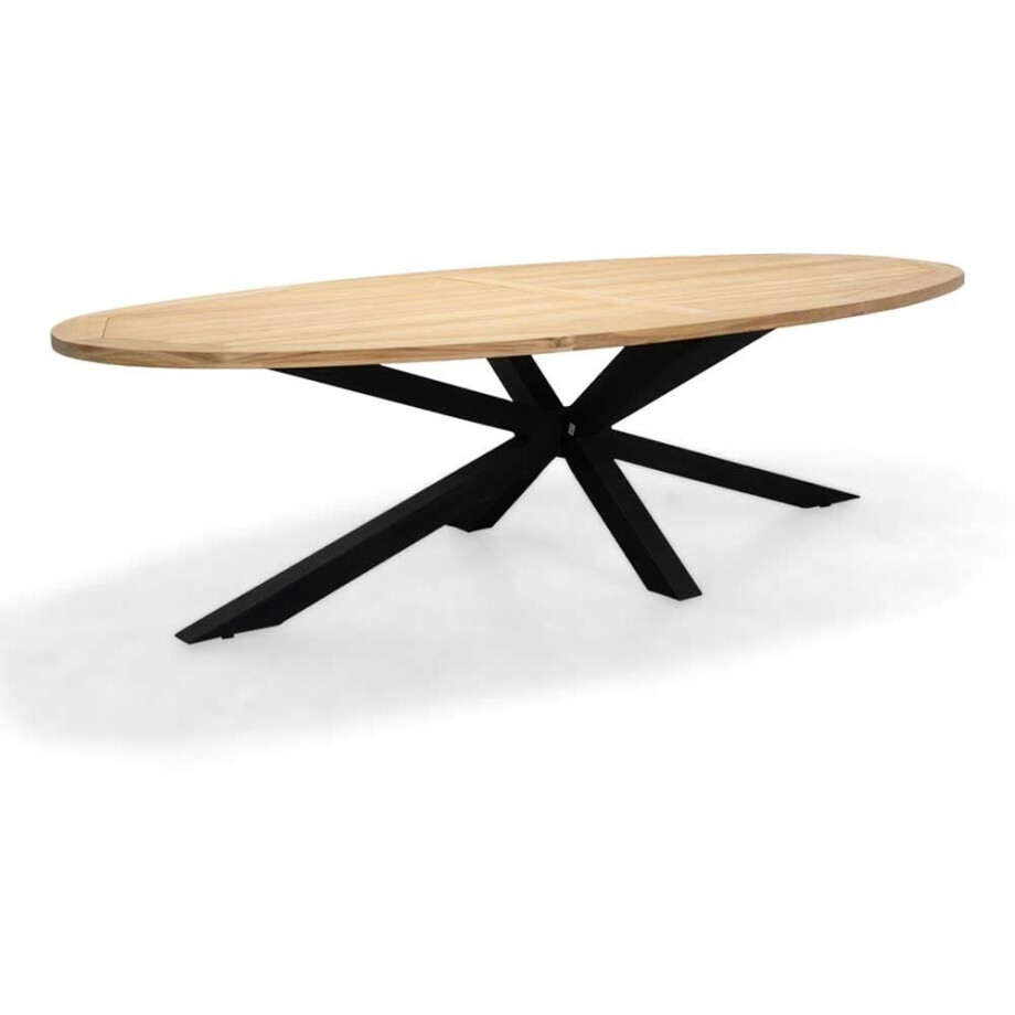 Cleve dining tuintafel 8 personen | teakhout + aluminium | Natural Teak/antraciet | 280cm ovaal Cleve dining tuintafel 8 personen | teakhout + aluminium | Natural Teak/antraciet | 280cm ovaal afbeelding 1