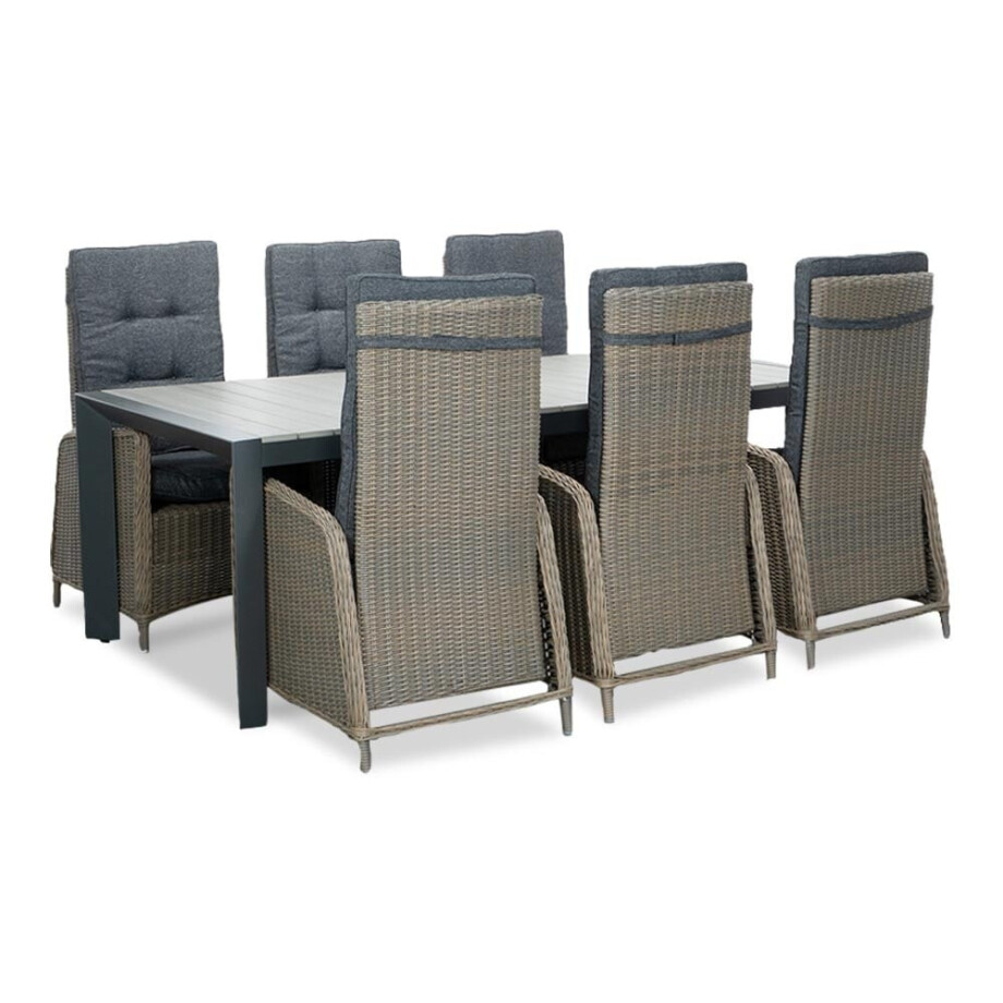 Cortona Grey/Rennes dining tuinset | 6 personen | polywood + wicker | 220cm Cortona Grey/Rennes dining tuinset | 6 personen | polywood + wicker | 220cm afbeelding 1