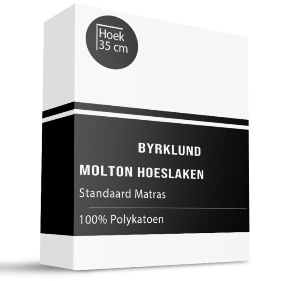 Molton Hoeslaken - Polyester Katoen - Wit - 90x220 cm - Byrklund Matrasbeschermer - Dekbed-Discounter.nl afbeelding 